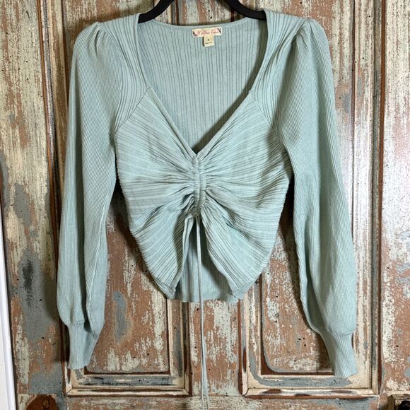 It’s Our Time Sweater Green Medium Adjustable Crop Soft - Picture 3 of 7